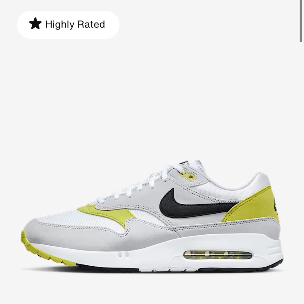 Sz 8 Nike Golf Air Max 1 '86 OG G Mens Grey/Bright Green ✨Excellent Condition